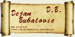 Dejan Bubalović vizit kartica